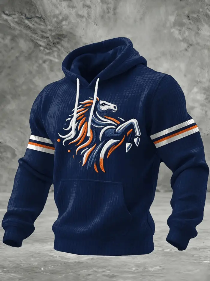 Broncos Football Merch Broncos Waffle Hoodie Denver Pride Clothing for Men