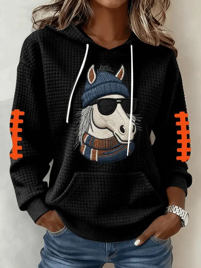 Broncos Football Merch Team Broncos Waffle Hoodie Womens Gift for Wife