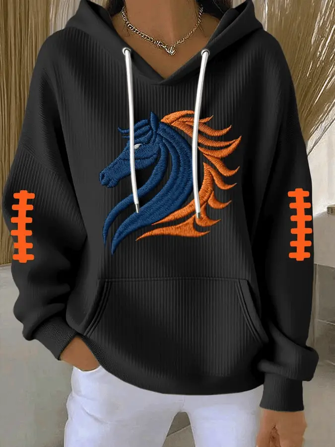Broncos Football Merch Women's Broncos Hoodie Print Casual Sports Gift for Wife