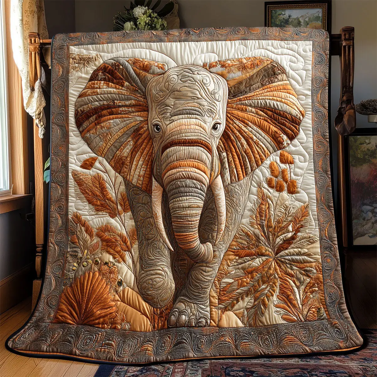Brown Elephant Quilt Blankets Throws And Blankets Father's Day Presents For Son
