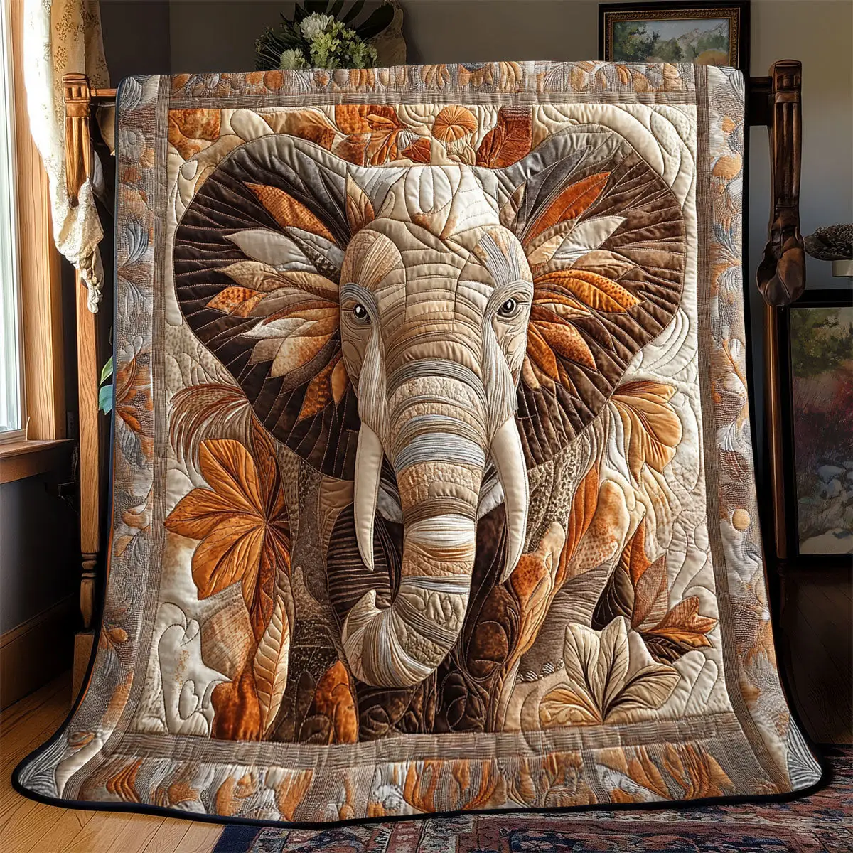 Brown Elephant Quilt Blankets Throws And Blankets Mothers Day Gift For New Mother