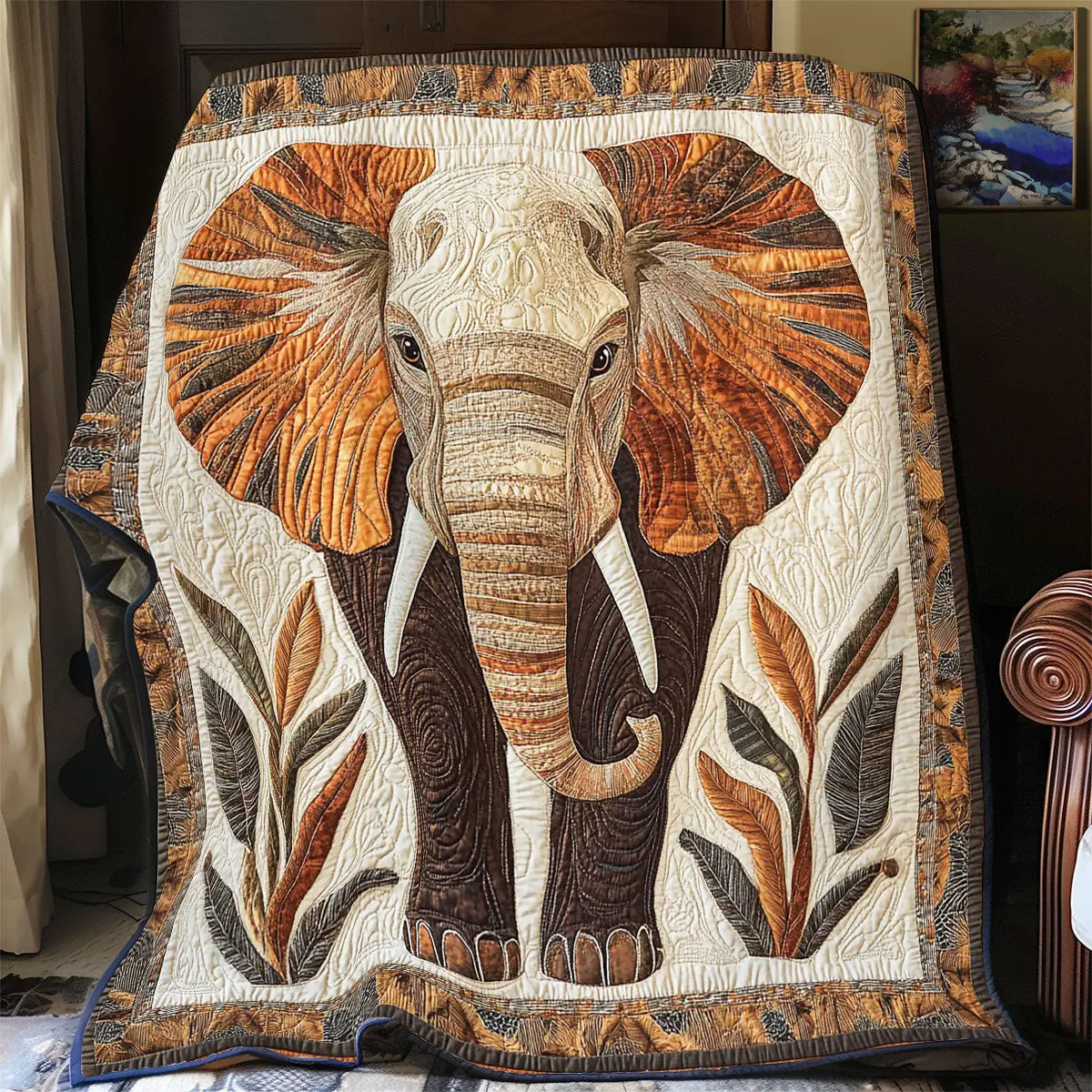Brown Elephant Quilt Blankets Throws And Blankets Mothers Day Gift Special