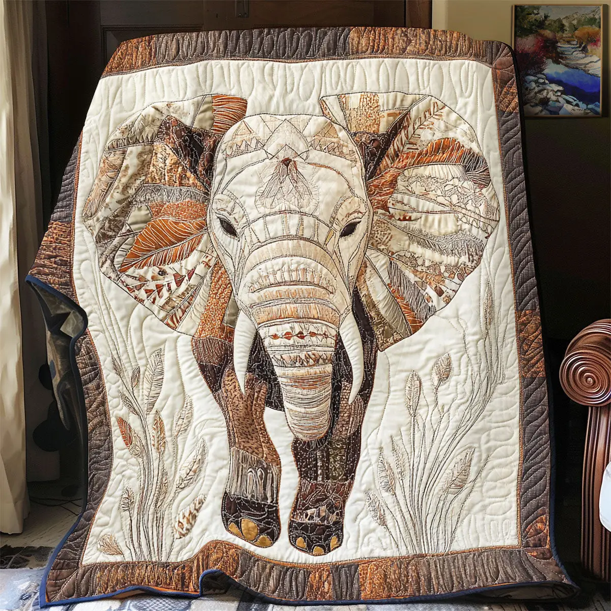 Brown Elephant Quilt Blankets Throws And Blankets Special Mothers Day Presents
