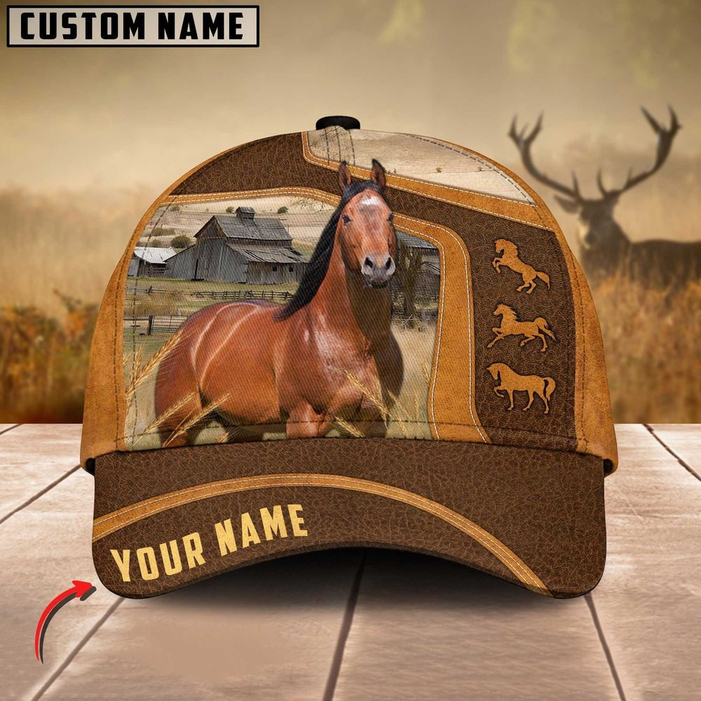 Brown Horse Customized Name Cap Farm Cap Farmer Baseball Cap Gift For Farmer