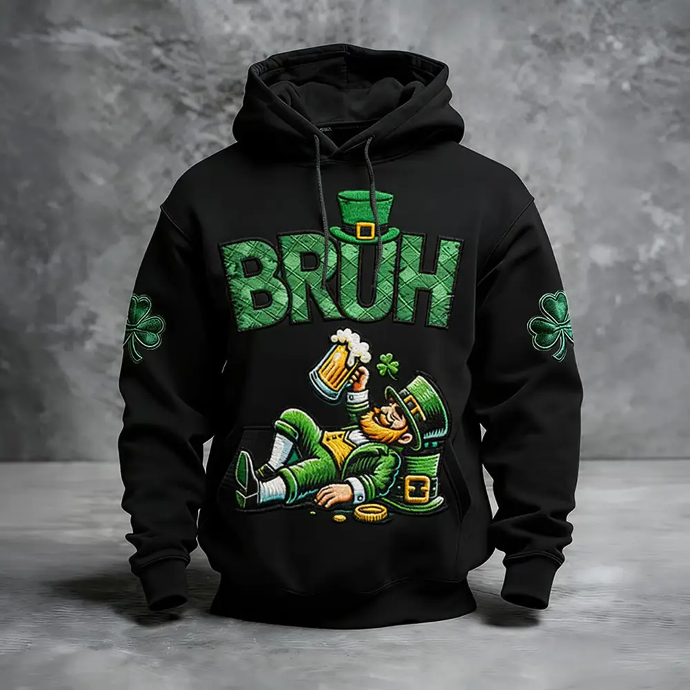 Bruh St. Patrick's Day Hoodie Saint Patricks Day Outfits Present Idea For Husband