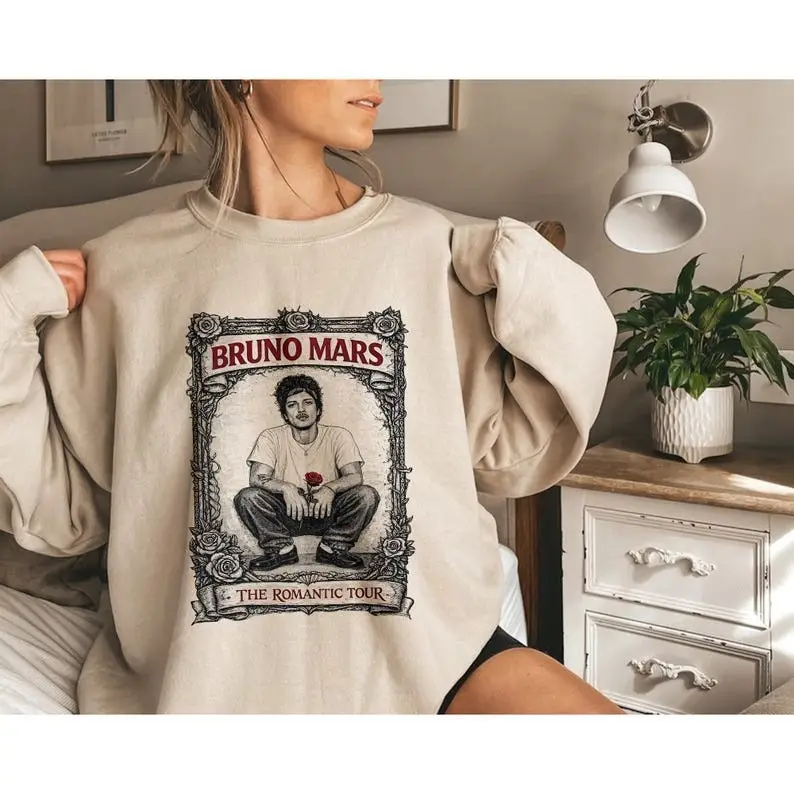 Bruno Mars Hello Kitty Merch The Romantic Tour Vintage Rap Sweatshirt Gift For Fans