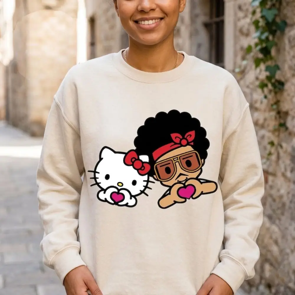 Bruno Mars Musical Artist The Romantic Tour Hello Kitty Sweatshirt Pop Culture Merch