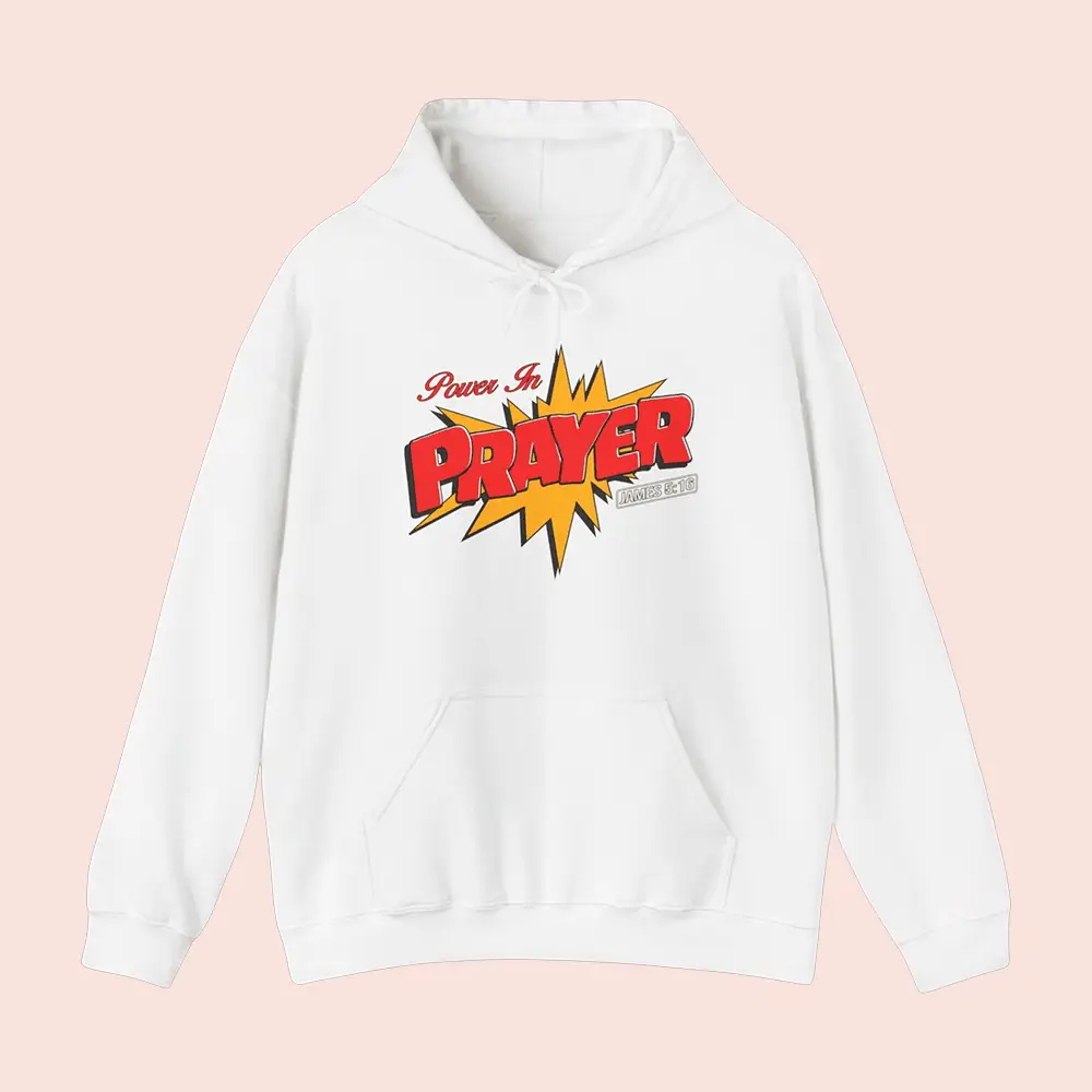 Bryce Crawford Merch Power In Prayer 90's Cartoon Hoodie White Best Christian Gifts