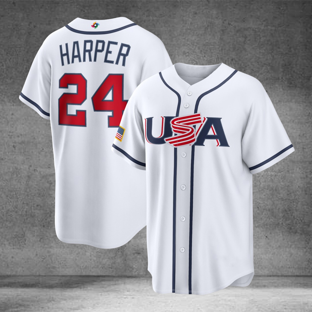 Bryce Harper USA Baseball 2026 World Baseball Jersey WBC 2026 Merch Team USA Outfit