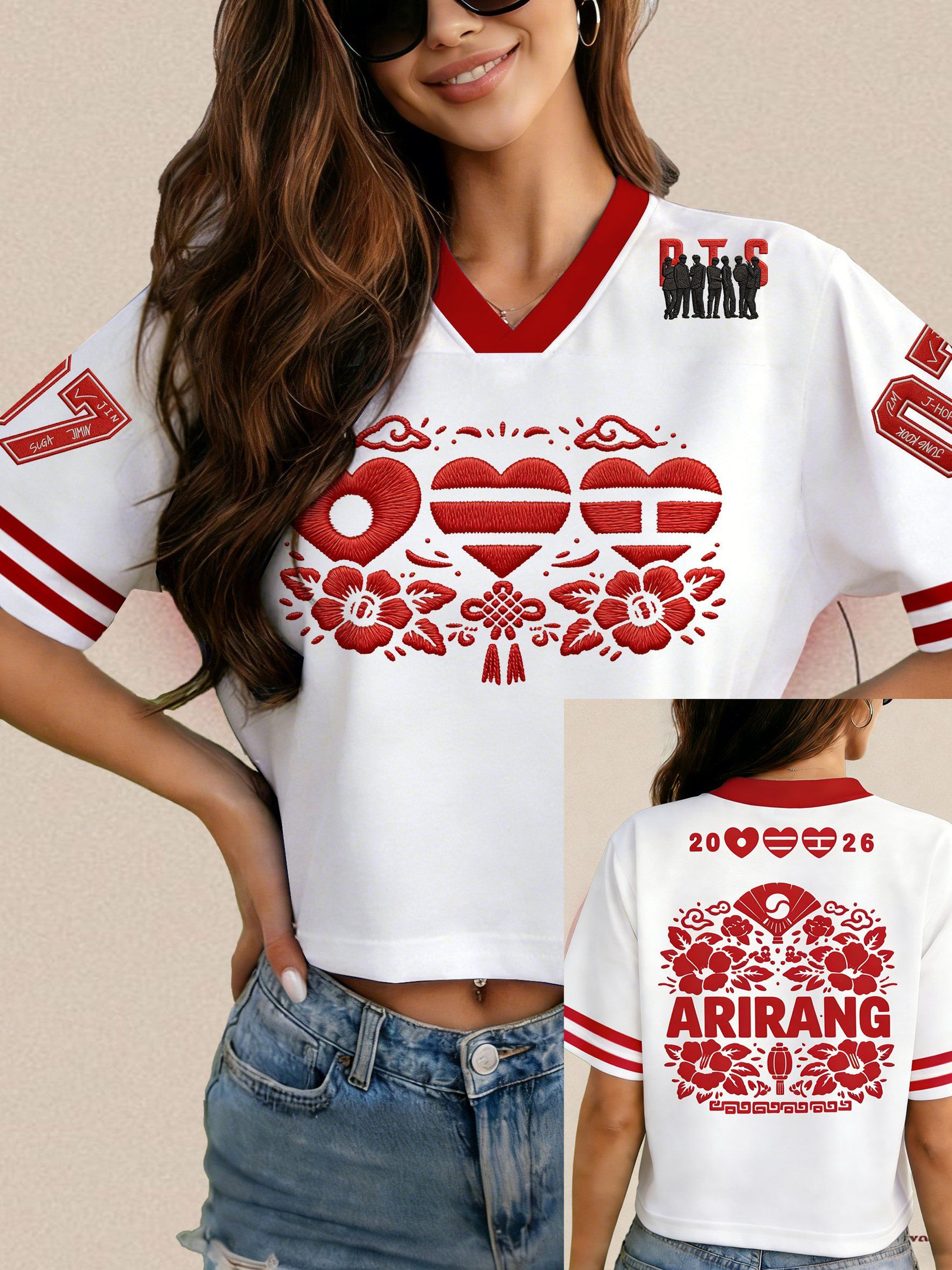 BTS Arirang 07 Jersey Crop Top BTS Silhouette And Heart 2026 Clothing Gift For BTS Fans