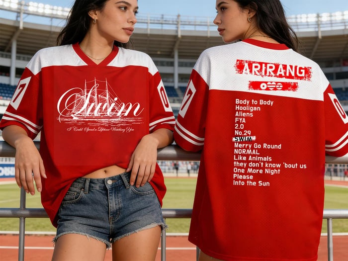 BTS Arirang Tour 2026 Merch Swim Arirang V Neck Jersey BTS World Tour Merch Gift For Army
