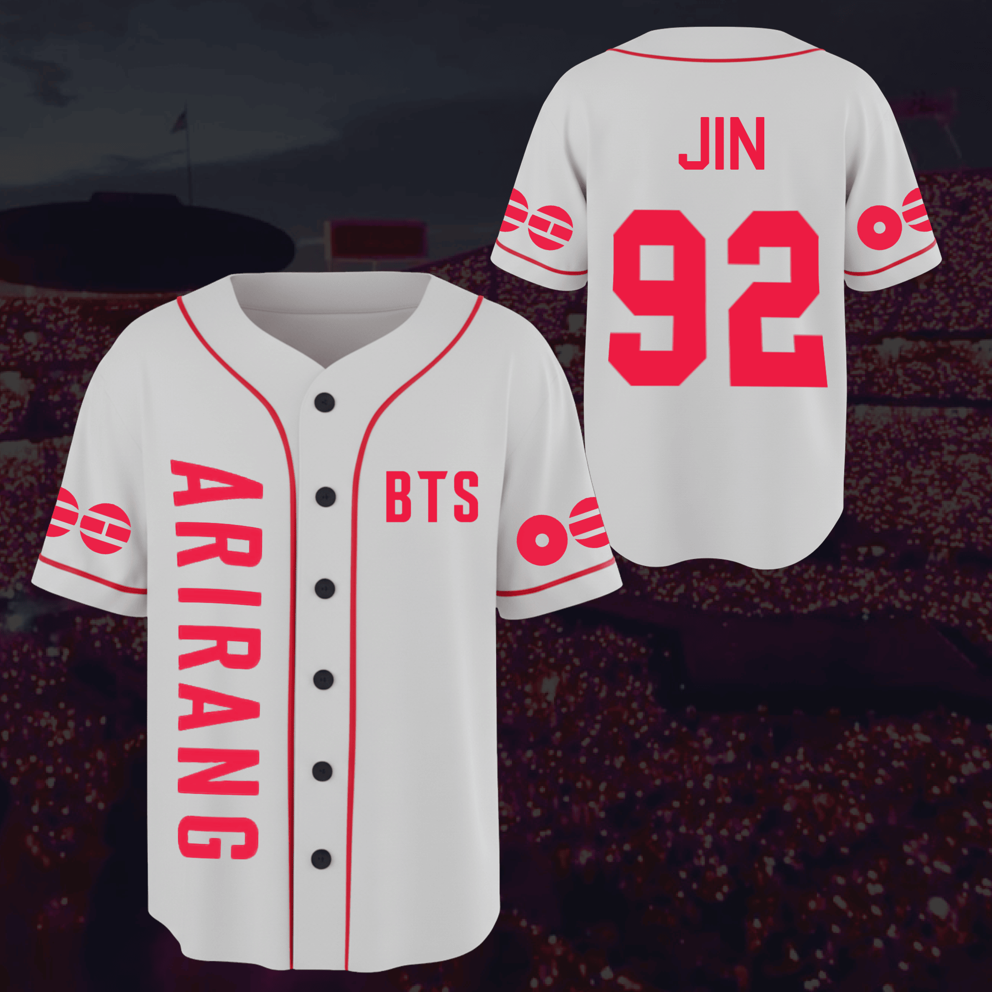 BTS Merch 2026 Arirang Baseball Jersey Arirang World Tour BTS White Jersey Gift For Fans