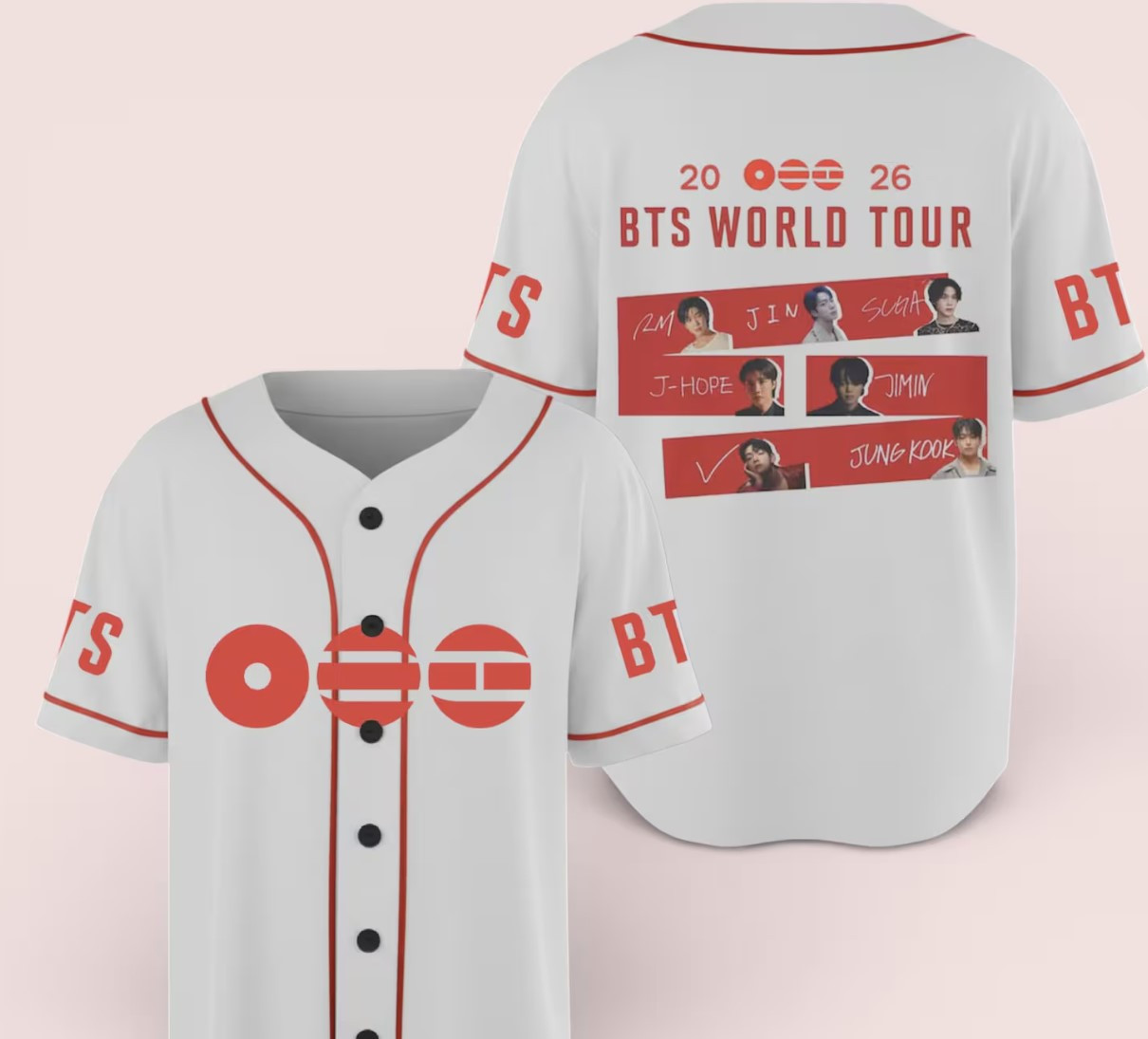 BTS Merch 2026 Arirang Baseball Jersey BTS World Tour 2026 Signature And Portrait Jersey