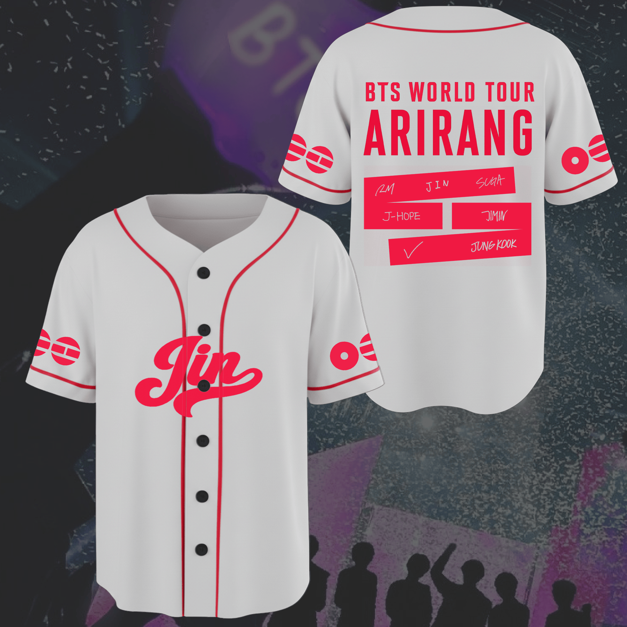 BTS Merch 2026 Arirang Baseball Jersey Explosive BTS World Tour Arirang White Jersey Fans Gifts