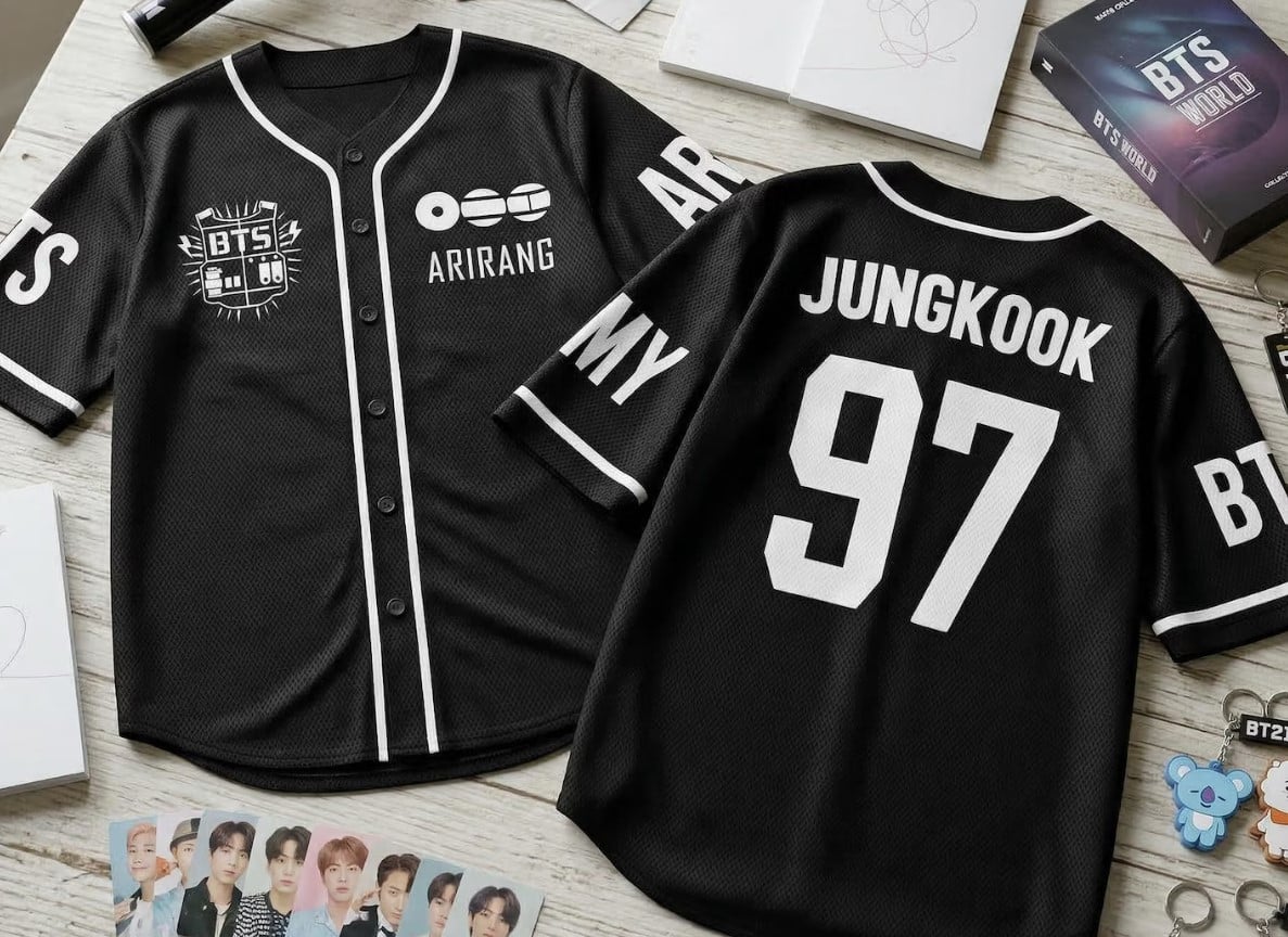 BTS Merch 2026 Arirang Baseball Jersey Jungkook 97 BTS Shirt K-Pop Army World Tour Apparel
