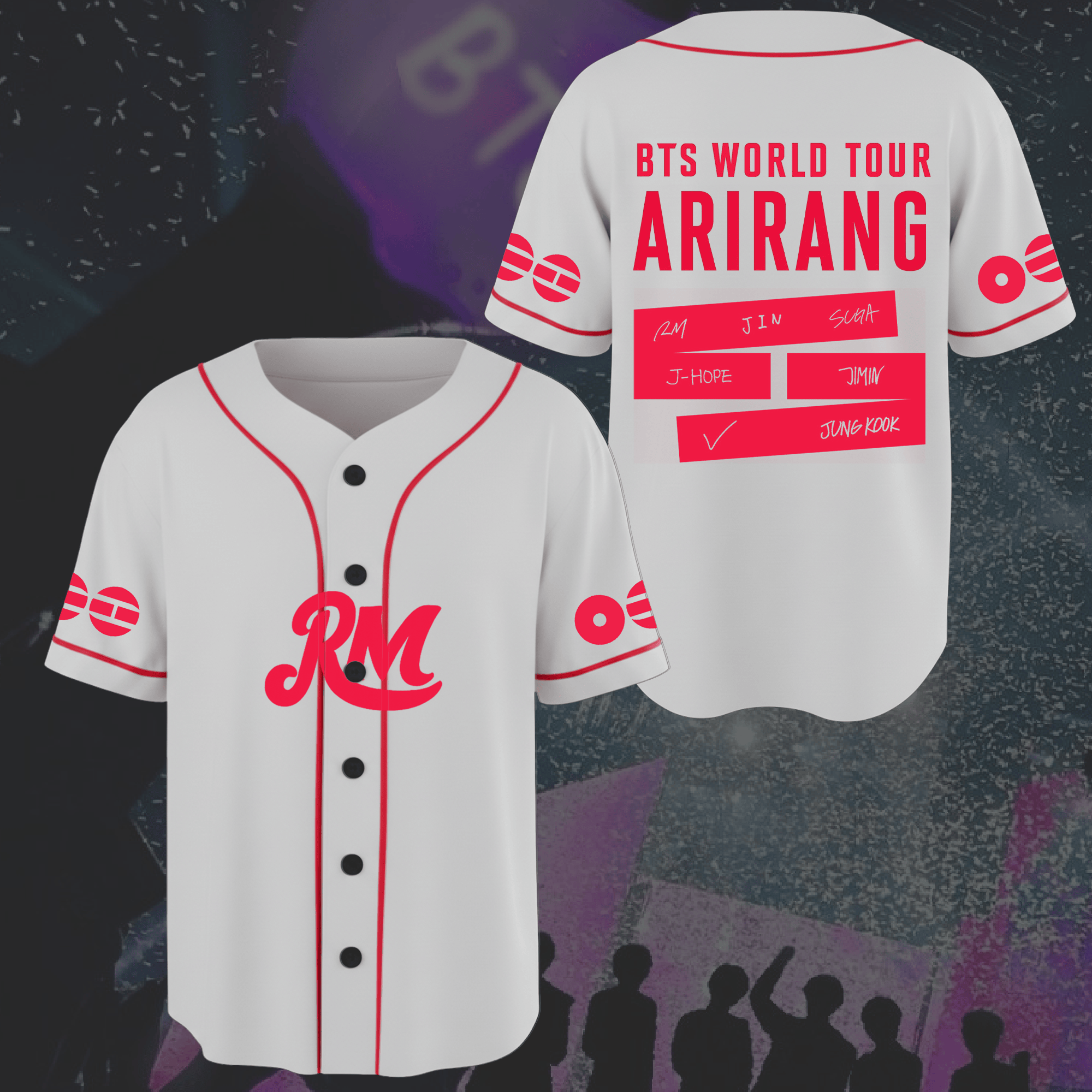 BTS Merch 2026 Arirang Jersey Explosive BTS World Tour Arirang White Baseball Jersey Fan Gift