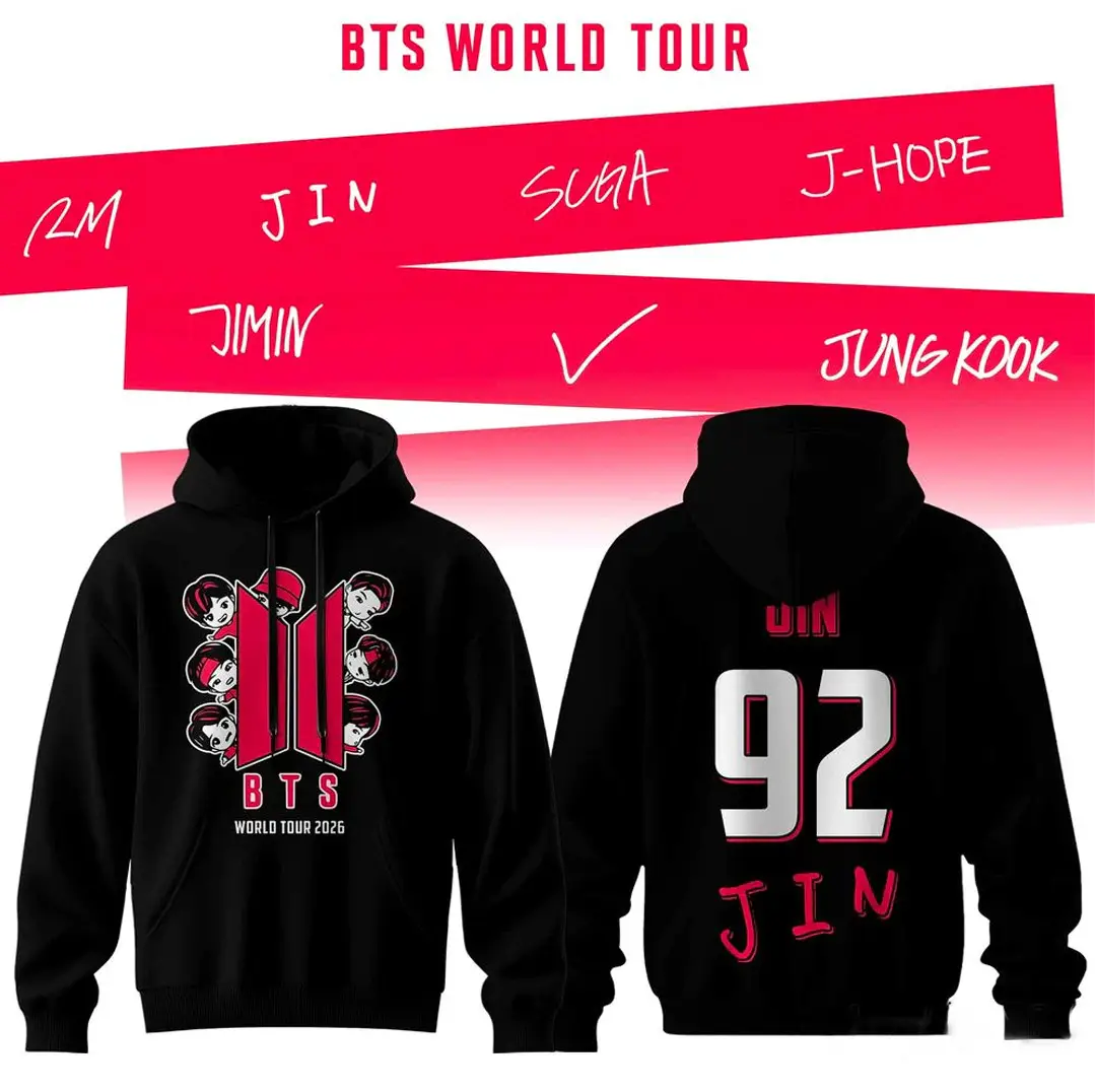 BTS World Tour 2026 Hoodie Jin 92 Hoodie Arirang Tour Merch Gift Ideas