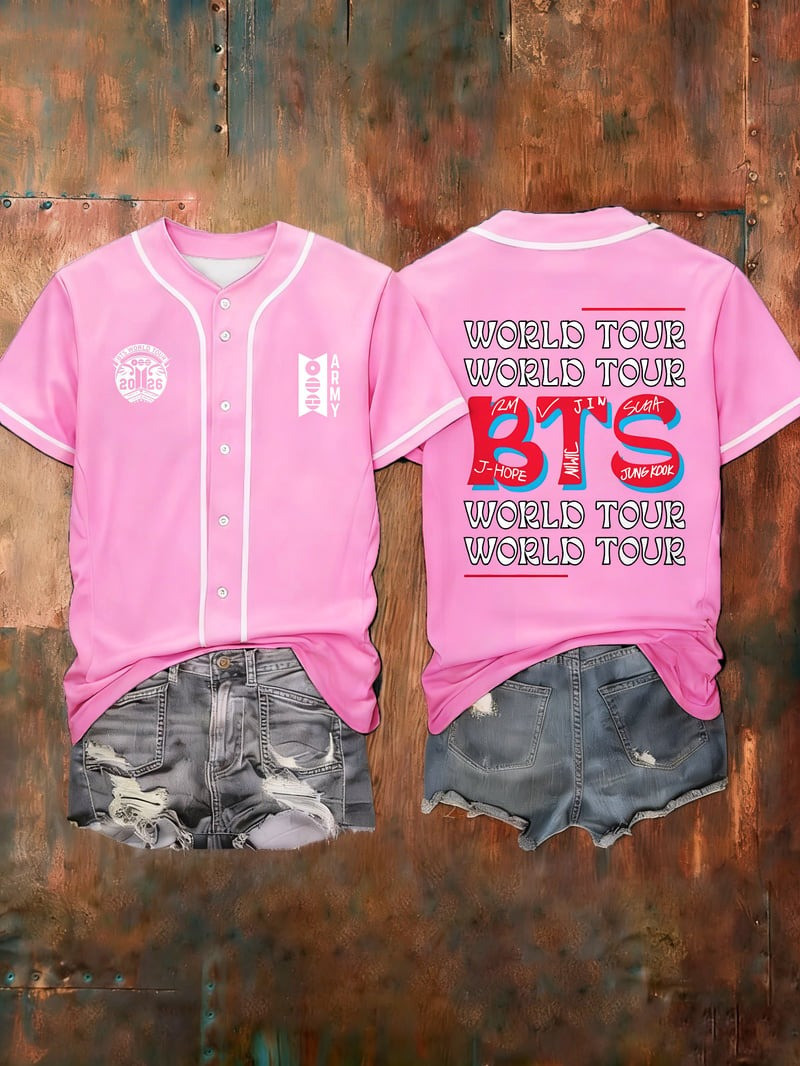 BTS World Tour 2026 Merch Arirang Tour Baseball Jersey BTS Fans Apparel Gifts For Her BTS World Tour 2026 Merch Arirang Tour Baseball Jersey BTS Fans Apparel Gifts For Her - Image 1
