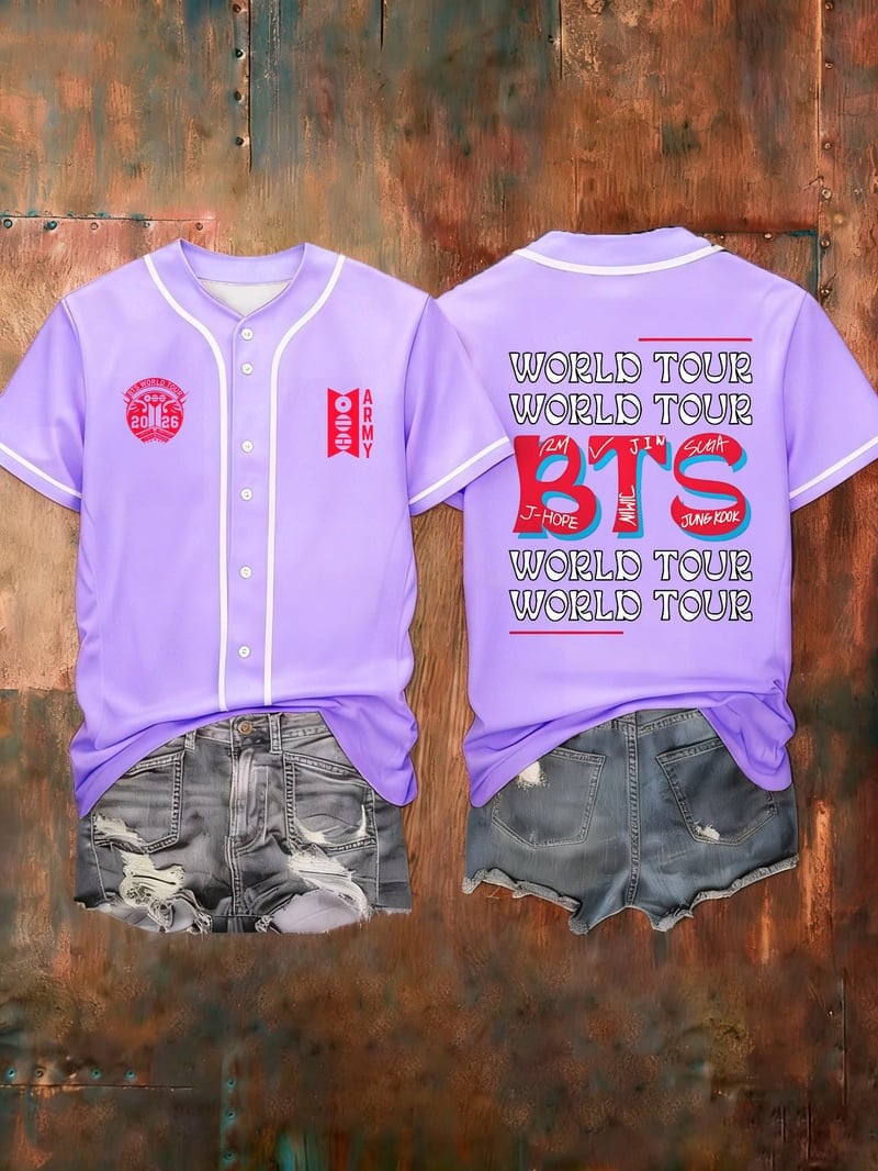 BTS World Tour 2026 Merch Army Purple Baseball Jersey Unique Gifts For BTS Lovers