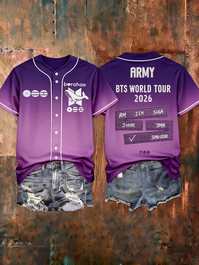 BTS World Tour 2026 Merch Borahae Baseball Jersey Arirang Tour Clothing Army Gifts