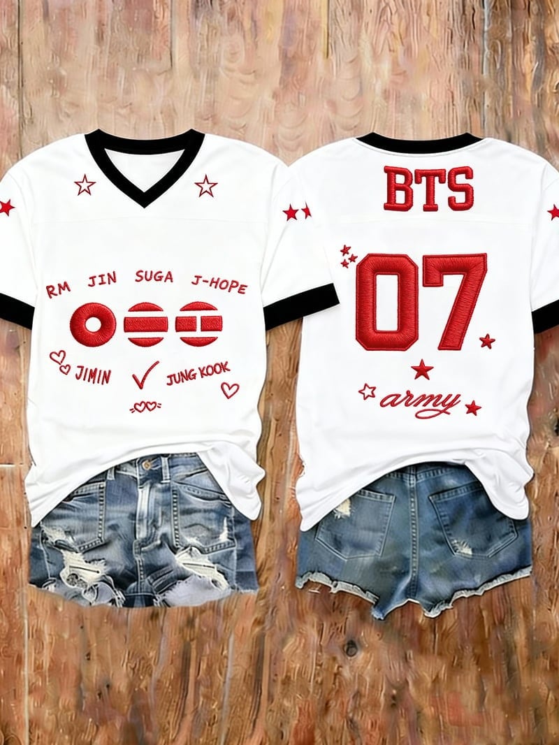 BTS World Tour 2026 Merch BTS O7 Army V-Neck Shirt Arirang World Tour Clothing Gifts