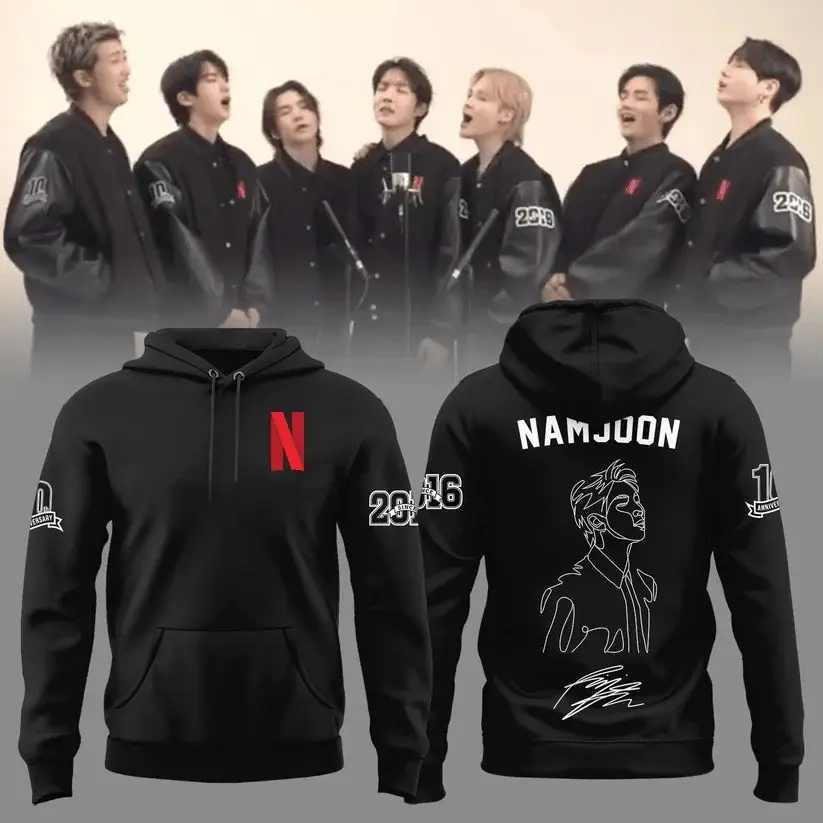 BTS x Netflix Merch Hoodie BTS The Return Signed By Namjoon Apparel Gift For BTS Lovers