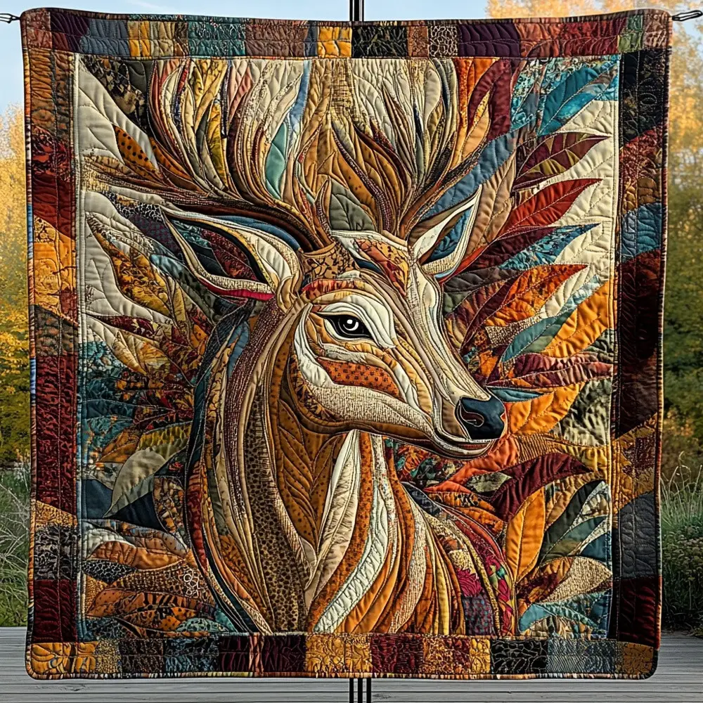 Buck Deer Antlered Quilted Blanket Wildlife Nature Art Throw Best Gift For Deer Hunter Nature Lovers Buck Deer Antlered Quilted Blanket Wildlife Nature Art Throw Best Gift For Deer Hunter Nature Lovers - Image 1