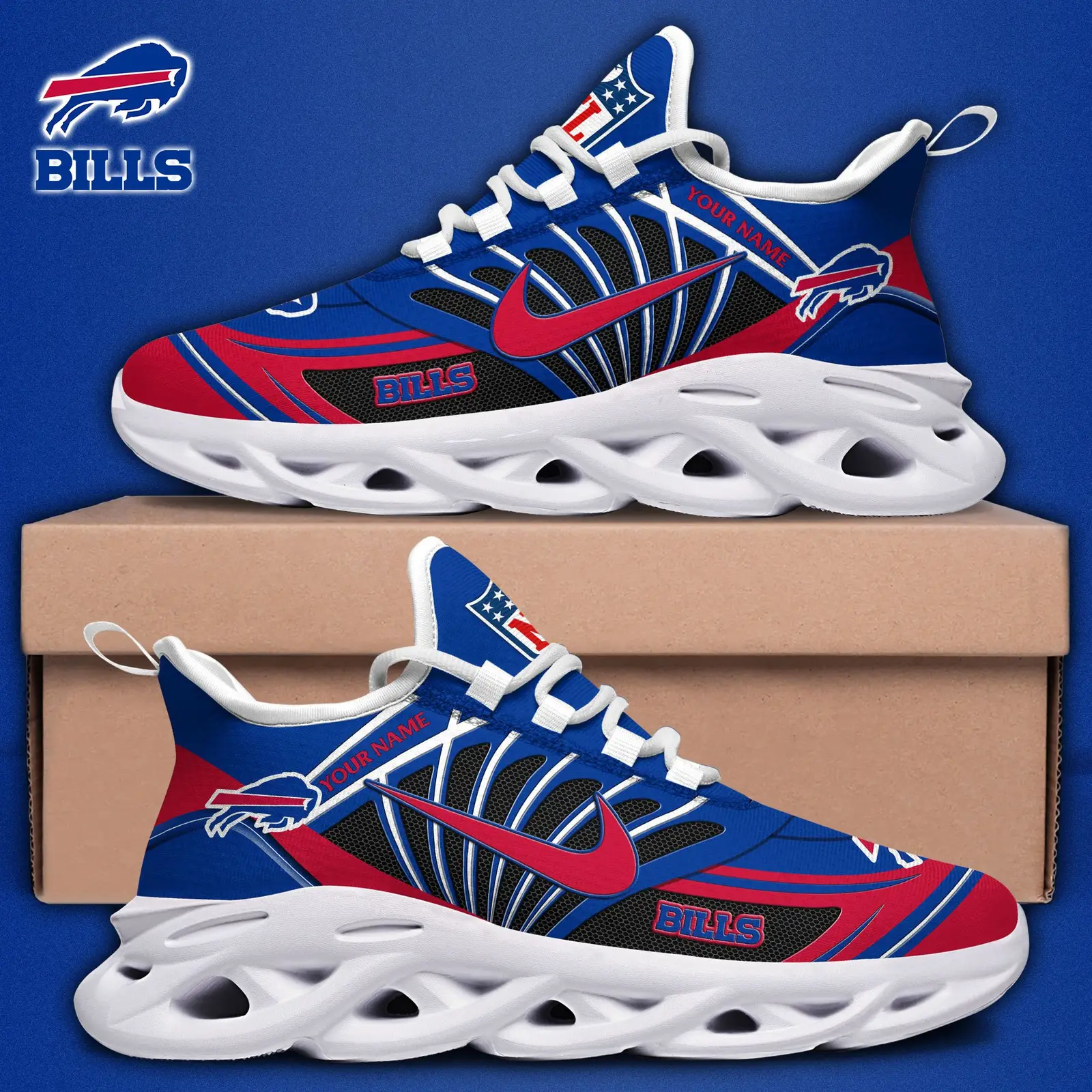 Buffalo Bills Black Max Soul Shoes 2025 Versions Custom Name 898 Buffalo Bills Black Max Soul Shoes 2025 Versions Custom Name 898 - Image 1