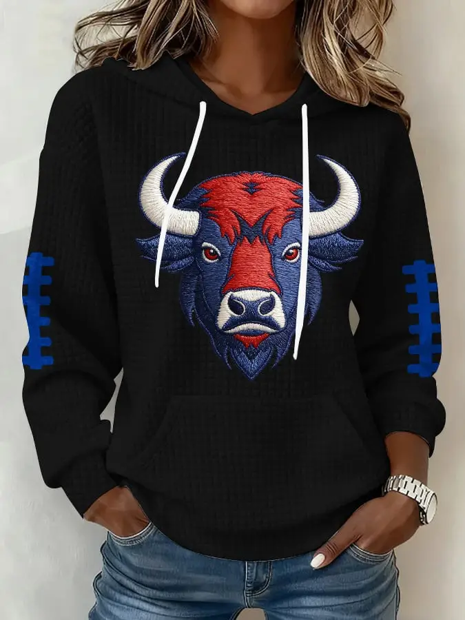 Buffalo Bills Merch Buffalo Graphic Hoodie Game Day Football Hooded Sweatshirt