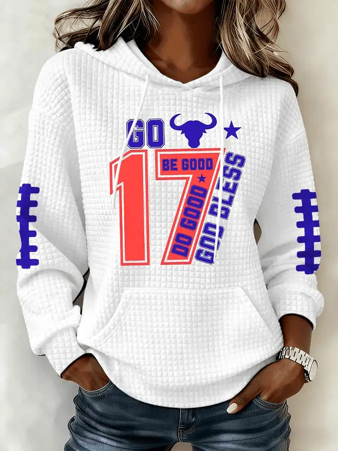 Buffalo Football Merch Go Bills Waffle Hoodie BUF Clothing Game Day Outfit Buffalo Football Merch Go Bills Waffle Hoodie BUF Clothing Game Day Outfit - Image 1