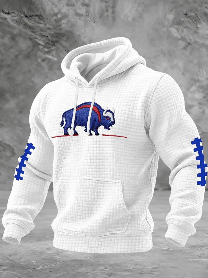Buffalo Football Merch Mens Bills Mafia Waffle Hoodie Print Game Day Clothing Buffalo Football Merch Mens Bills Mafia Waffle Hoodie Print Game Day Clothing - Image 1
