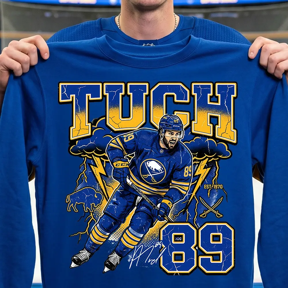 Buffalo Sabres Alex Tuch 89 Lightning Sweatshirt NHL Fans Apparel Gift For Him