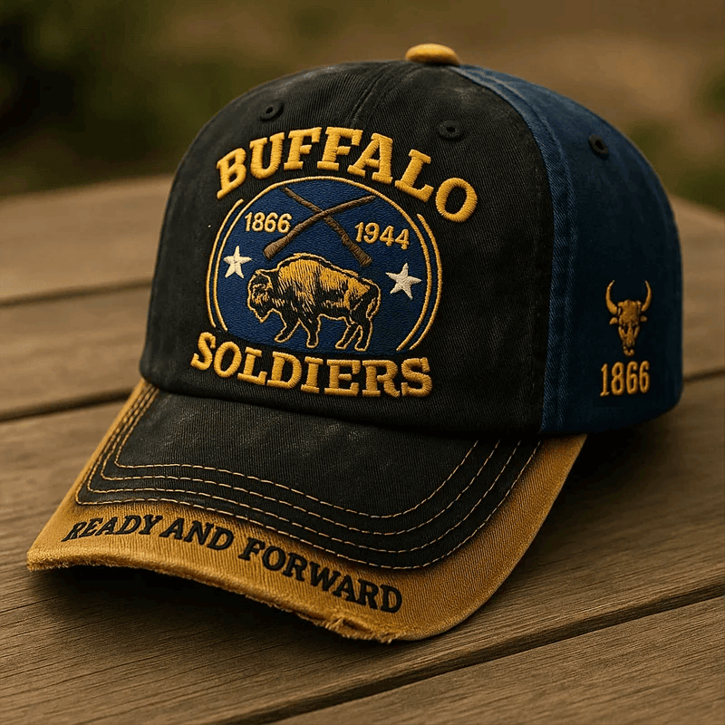 Buffalo Soldiers Heritage Printed Cap Vintage Military Style Baseball Hat Buffalo Soldiers Heritage Printed Cap Vintage Military Style Baseball Hat - Image 1