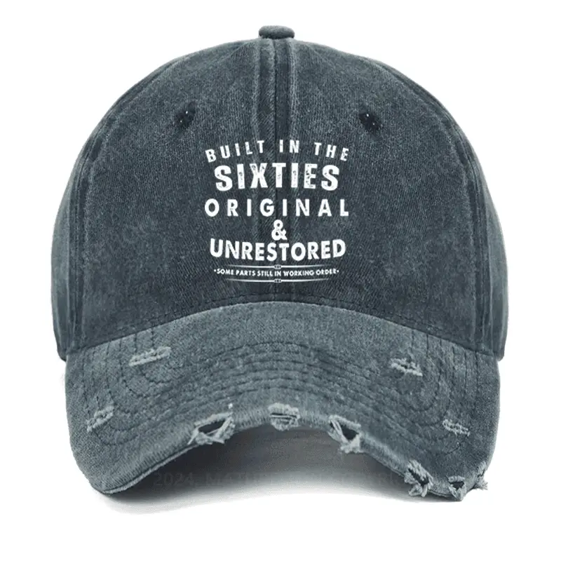 Built In The Sixties Original Washed Vintage Cap Funny Quote Shirt – Humorous T-Shirt for Men