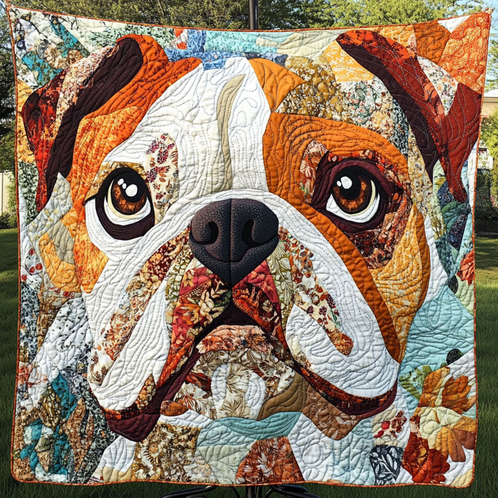 Bulldog Color Burst Quilted Blanket Christmas Bedroom Decor Gift For Bulldog Lover
