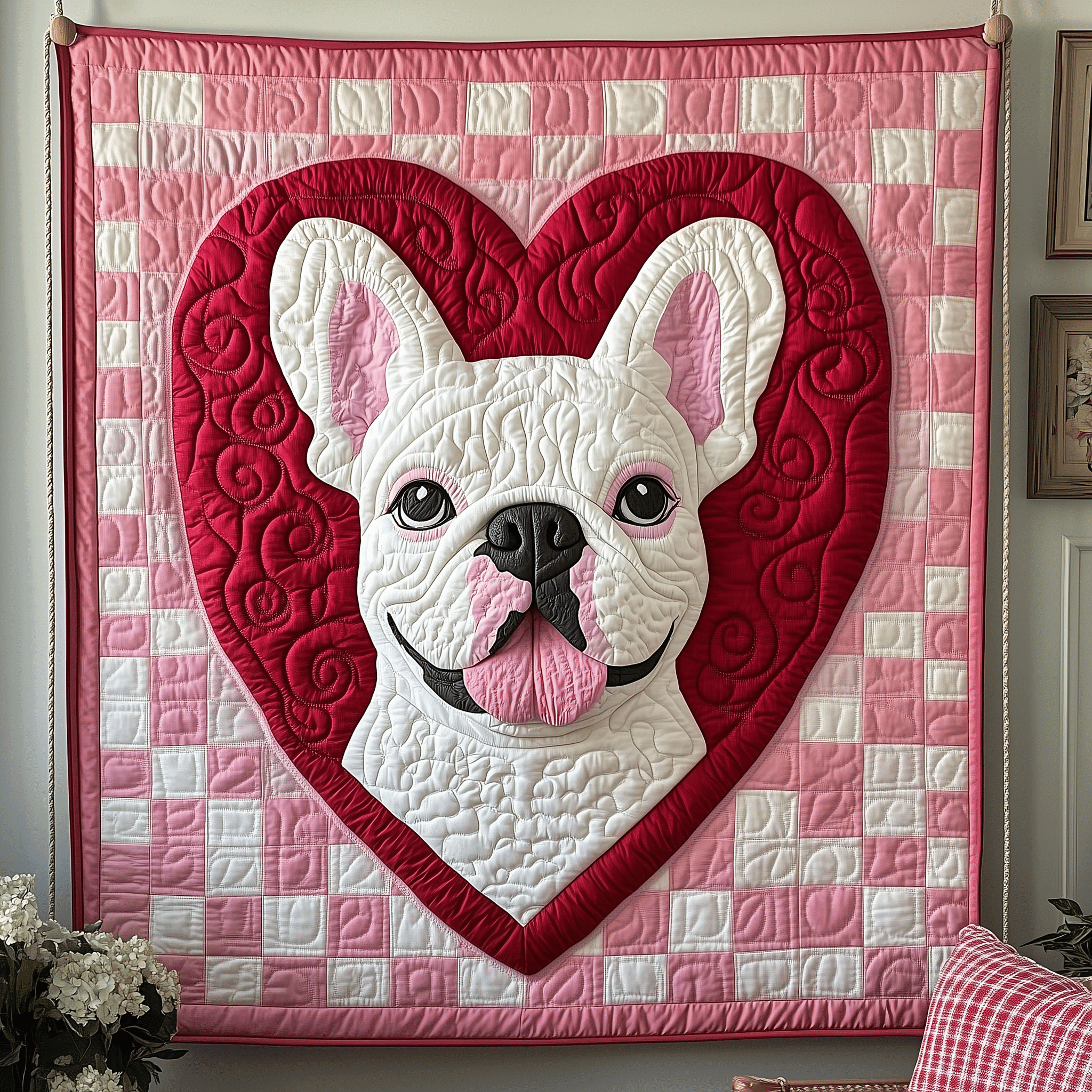 Bulldog Love Snuggle Quilted Blanket Bedding Ideas Valentines Gift Idea For Girlfriend