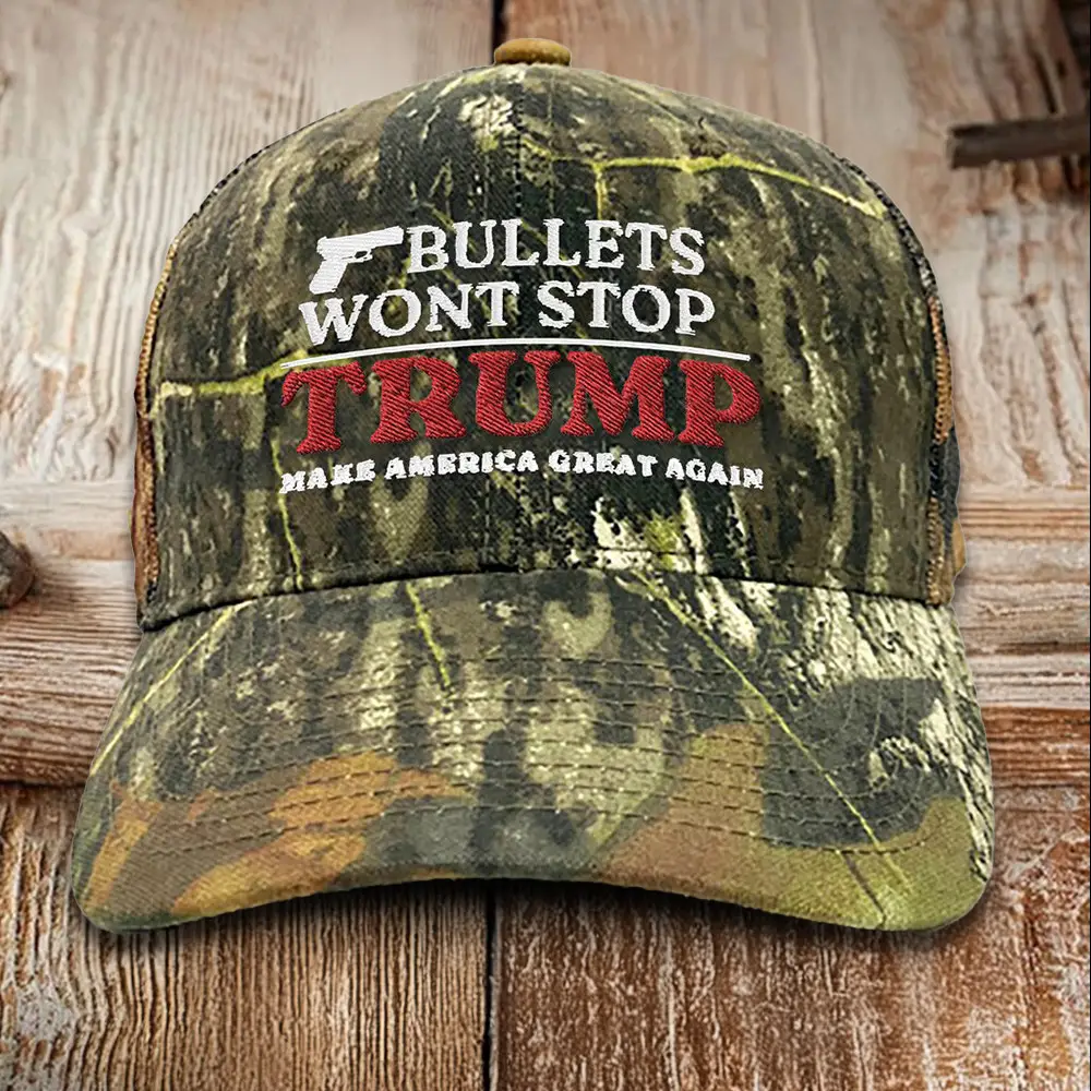 Bullet Won't Stop Trump Make America Great Again Embroidered Camo Hat MAGA Trump 2024 Hat
