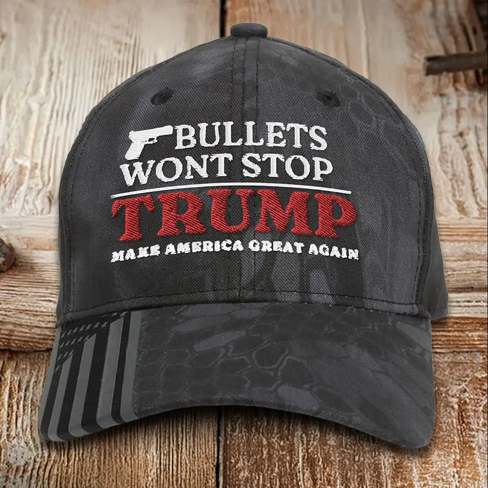 Bullet Won't Stop Trump Make America Great Again Embroidered Camo Hat Trump 2024 Hat MAGA Merch