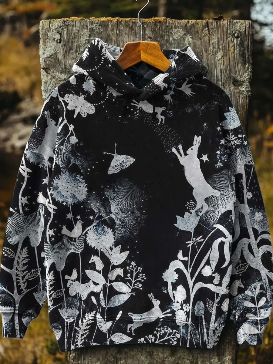 Bunny A Midwinter Night's Dream Hoodie Flower Apparel Unique Presents For Bunny Lovers