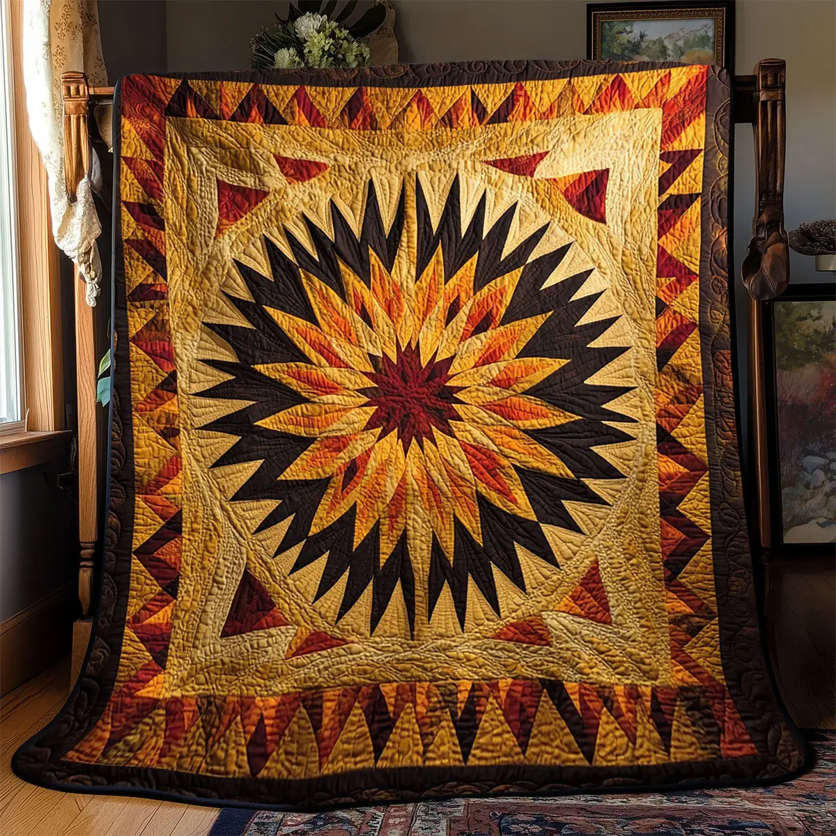Burning Dawn Quilt Blanket For Couch Mother's Day Presents For Grandma
