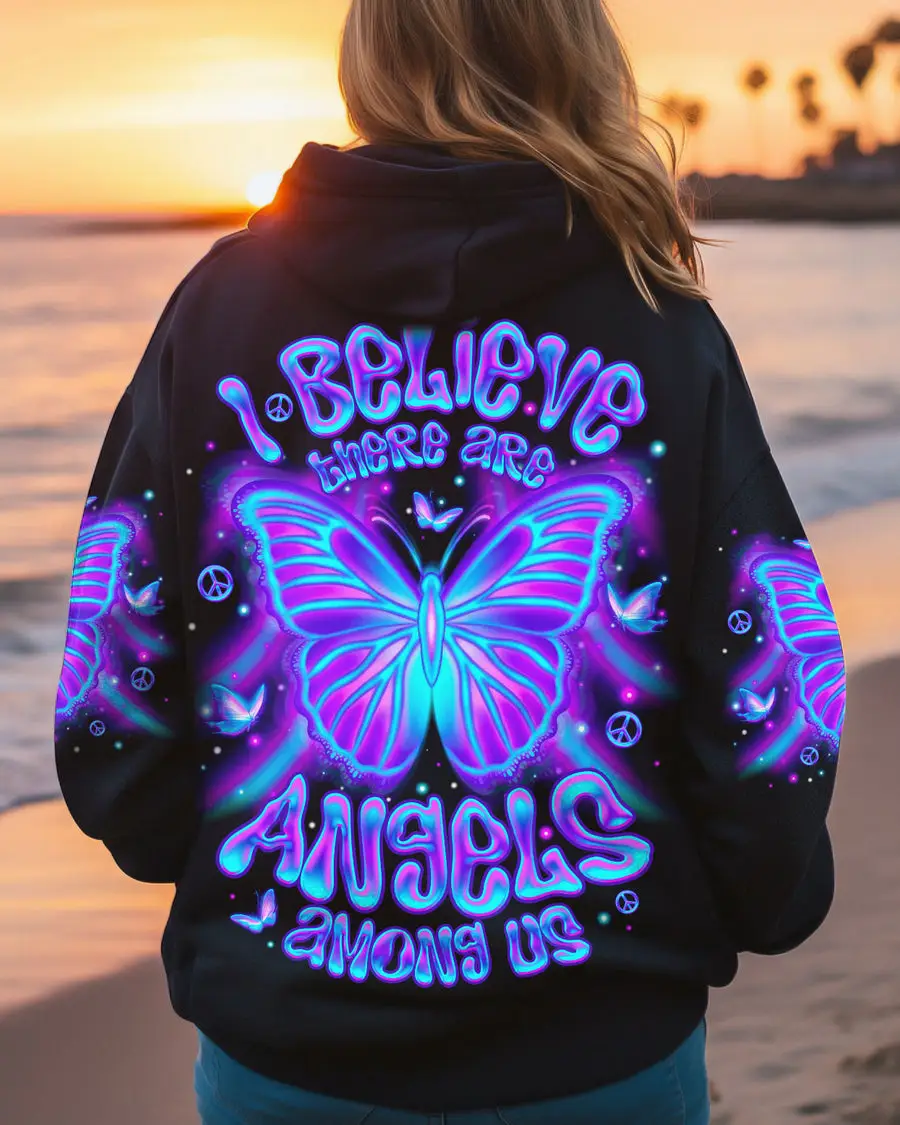 Butterfly Angel Hoodie I Believe There Are Angels Among Us Hoodie Gift for Hippie Mom