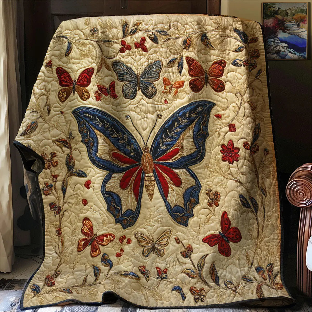 Butterfly Floral Dream Quilt Blanket Cozy Throw Blanket Nice Xmas Butterfly Lover Gifts