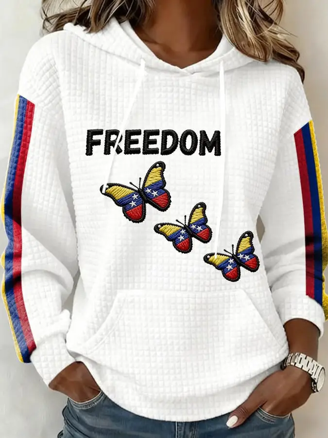 Butterfly Freedom Venezuela Hoodie Support Venezuelan Merch Gifts For Girlfriend