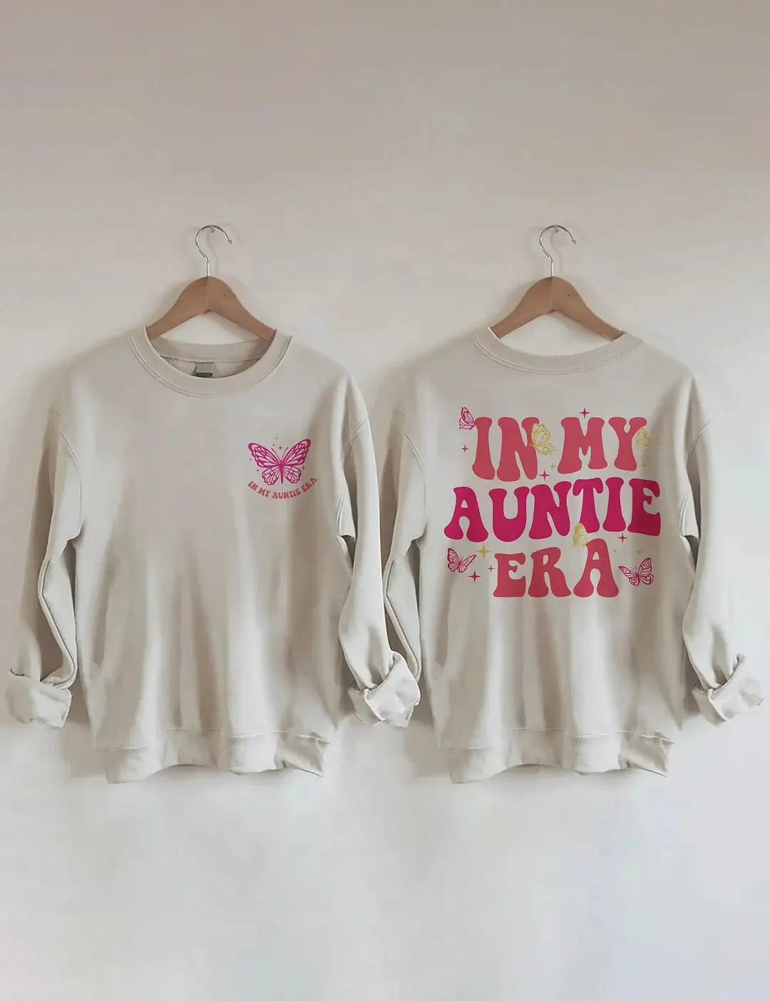 Butterfly In My Auntie Era Sweatshirt Aunt Announcement Clothing Gifts For Her