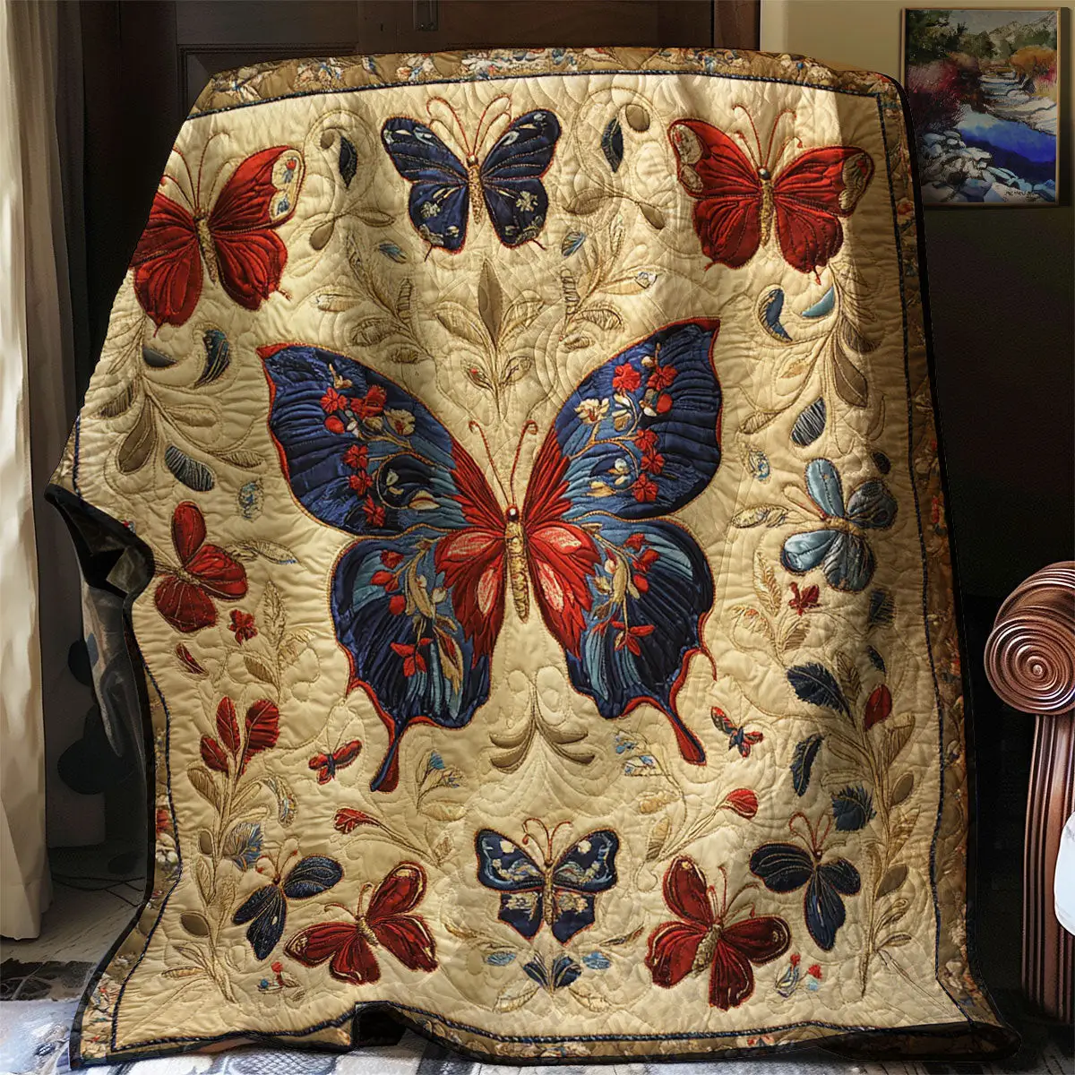 Butterfly In The Garden Quilt Blanket Cozy Throw Blanket Nice Xmas Butterfly Lover Gifts