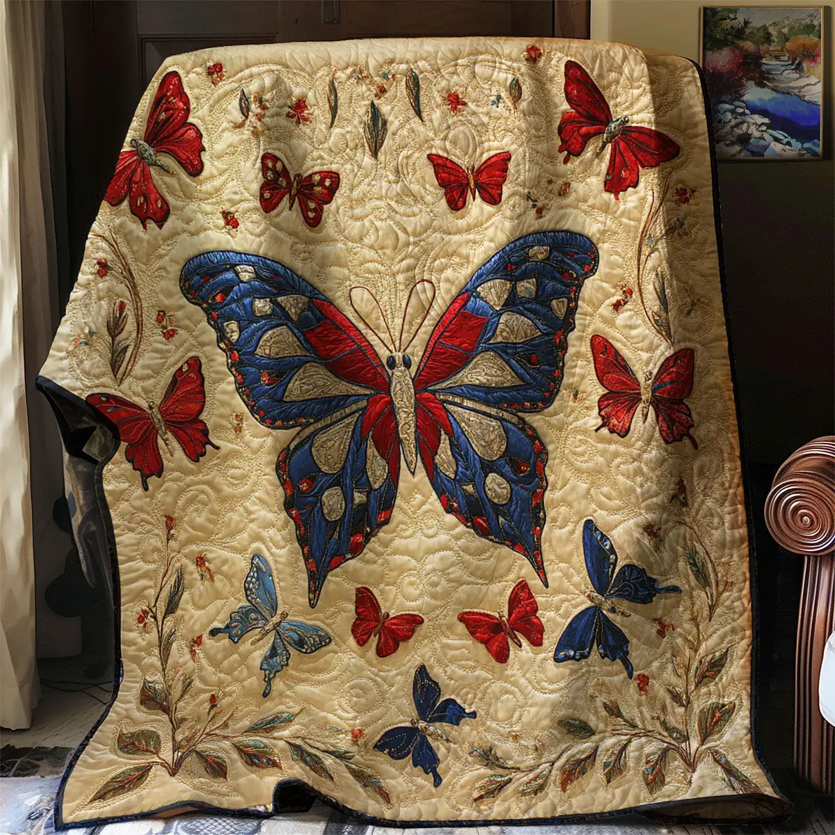 Butterfly In The Garden Quilt Blanket Winter Throw Blanket Best Xmas Butterfly Lover Gifts