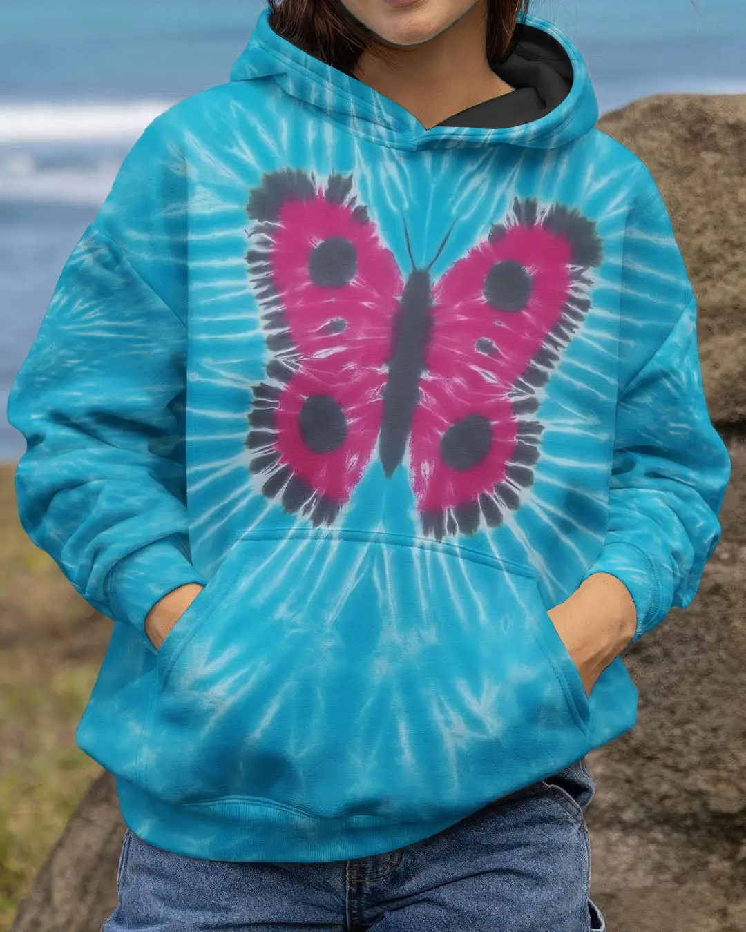 Butterfly Tie Dye Hoodie Vibrant Colors Clothing Perfect Gift For Sisters
