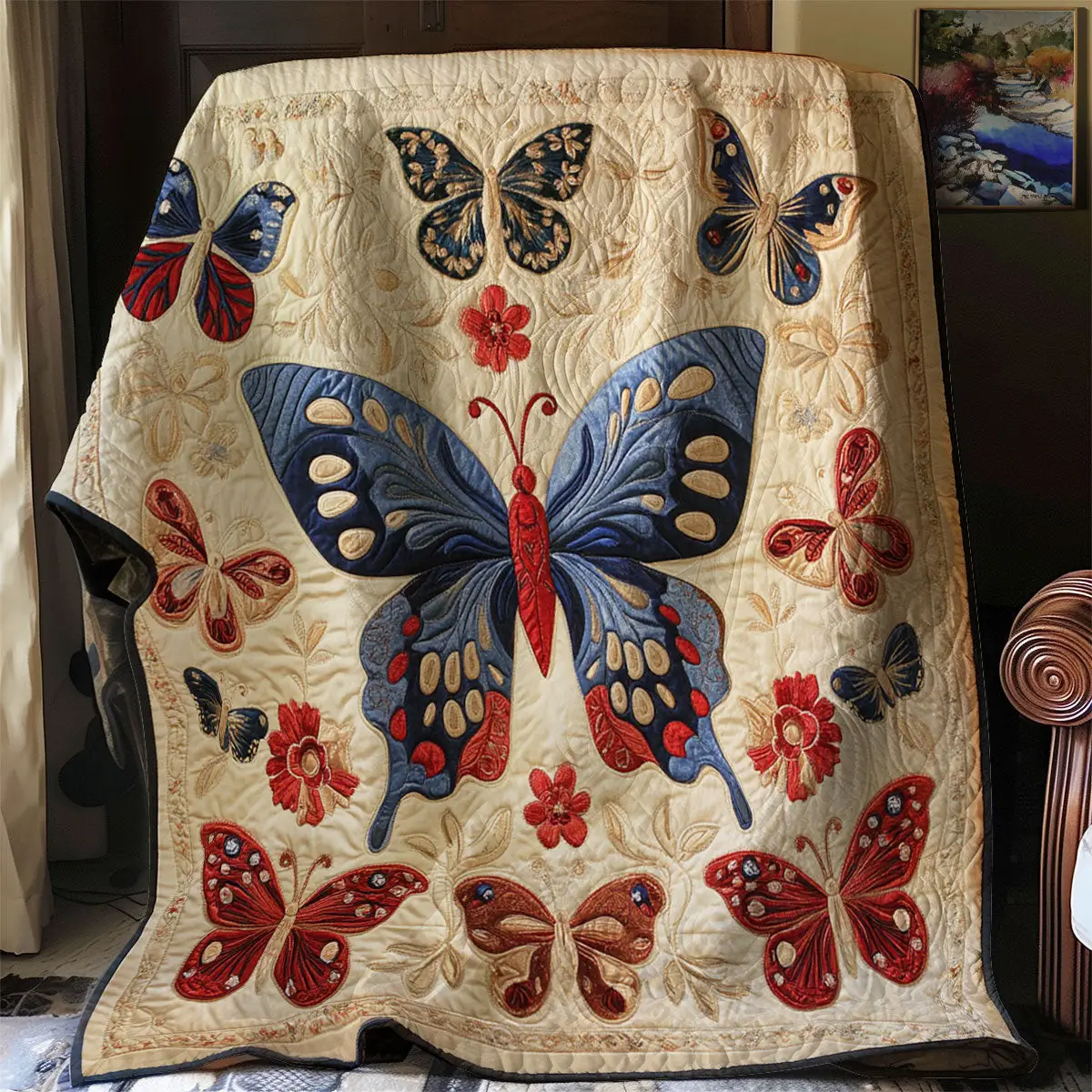 Butterfly Timeless Botanical Quilt Blanket Christmas Throw Blanket Butterfly Lover Gifts