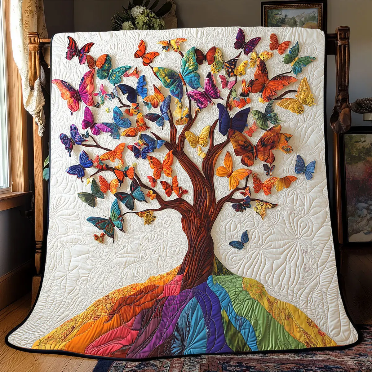 Butterfly Tree Quilt Throw Blankets Fathers Day Gift From Daughter