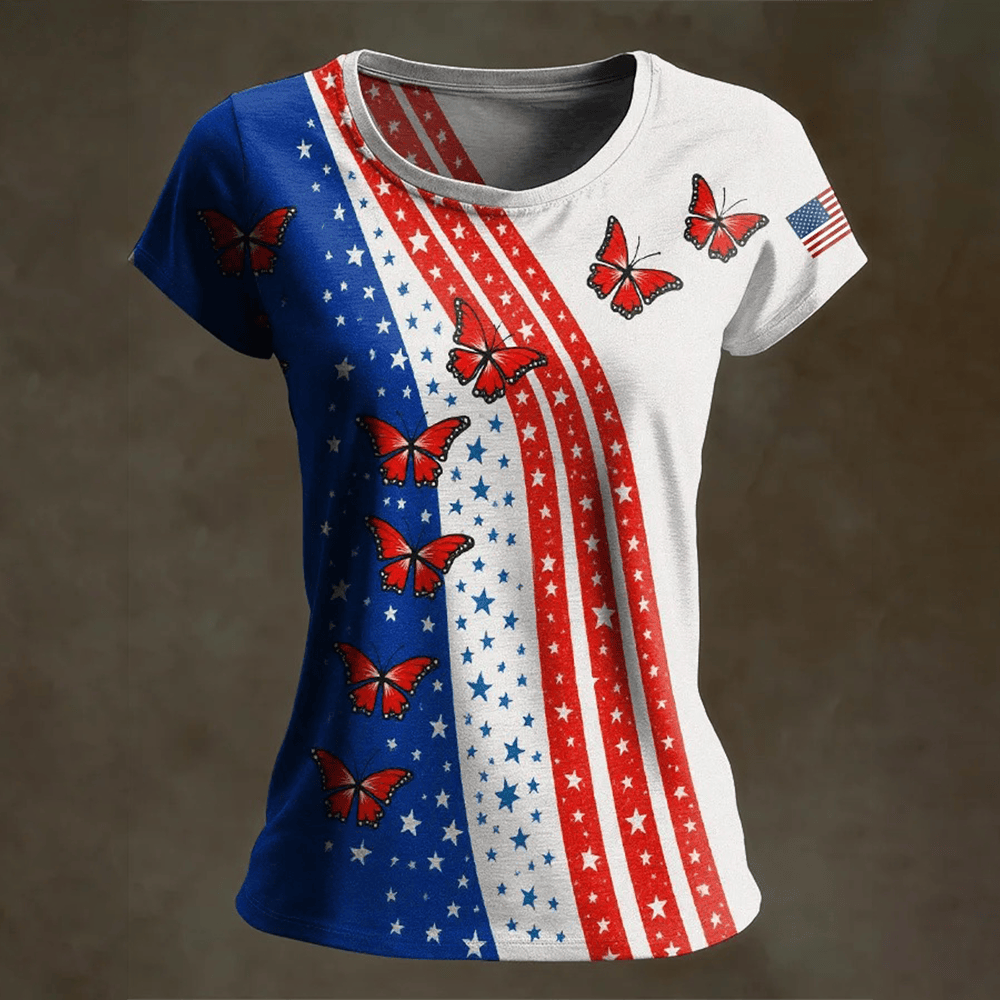 Butterfly US 250th Anniversary 1776 2026 T-Shirt Independence Day Clothes Gift For Patriots